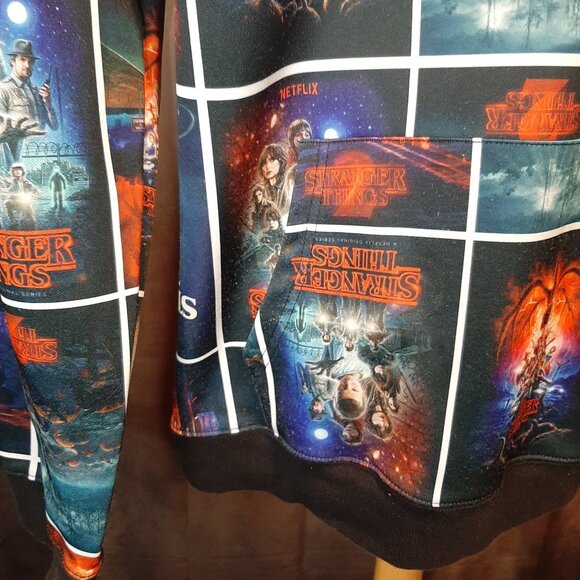 Netflix Stranger Things Hoodie Large unisex Sweatshirt All Over Print Graphic - Picture 2 of 10